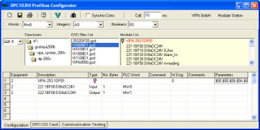 Carte Profibus Configurateur